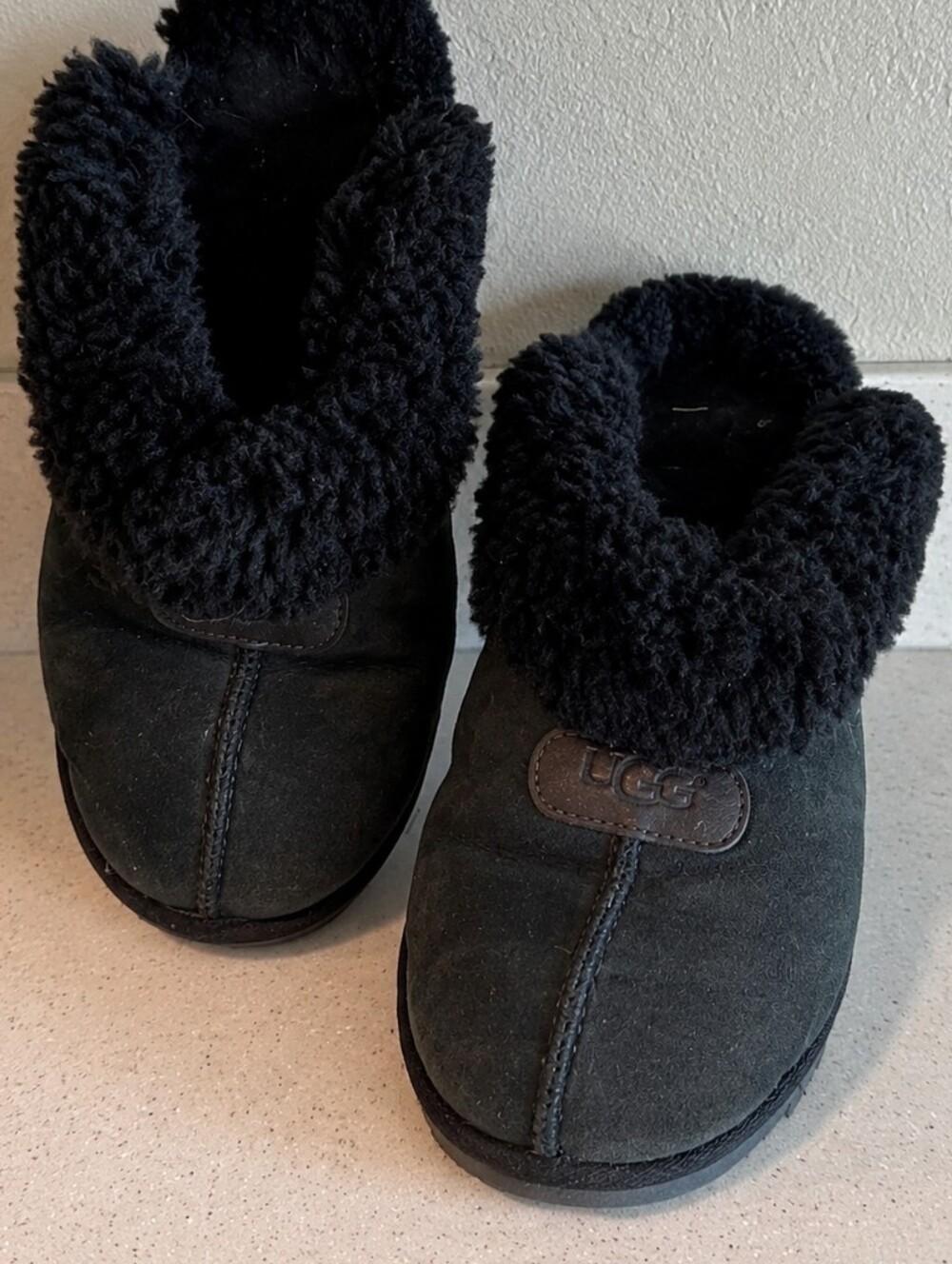 UGG Black Shearling Slippers 9